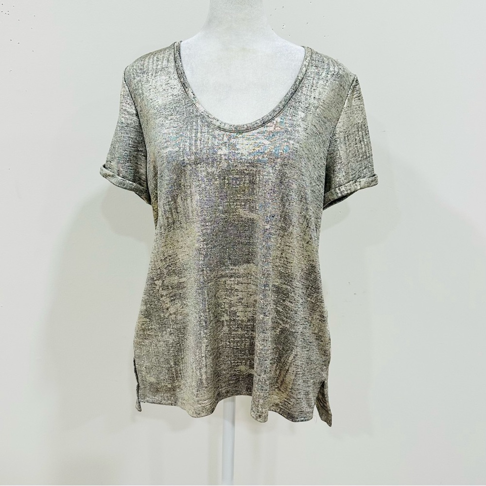 Anthropologie Luminary Shine Top Scoop Neck Short Sleeve Size Small